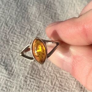 Sterling silver amber ring
